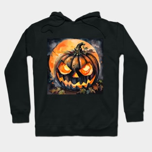 Watercolor Halloween Jack O Lantern Pumpkin Hoodie